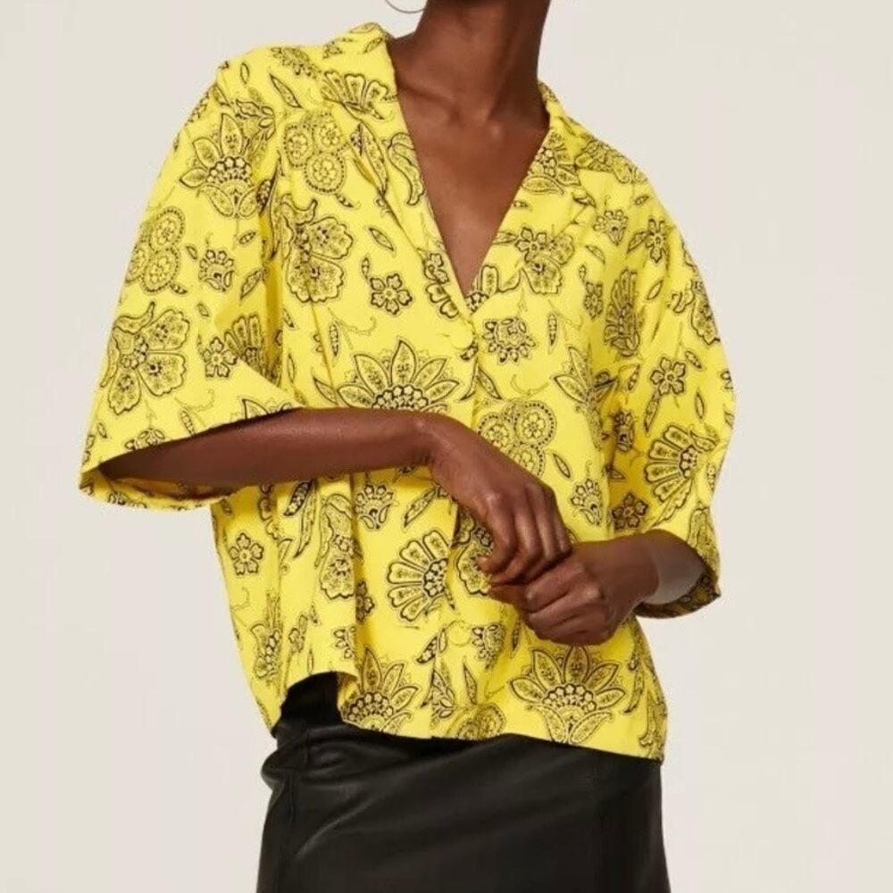 Saunders Collective x RTR Women’s Rox Floral Button Down Top Size 2 Yellow